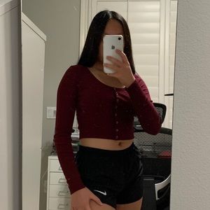 Maroon long sleeve top